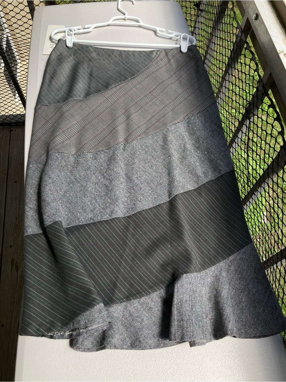 Vintage Allison Taylor Gray Mixed Prints Patchwork Striped Skirt Size 10 NWT - Picture 3 of 17